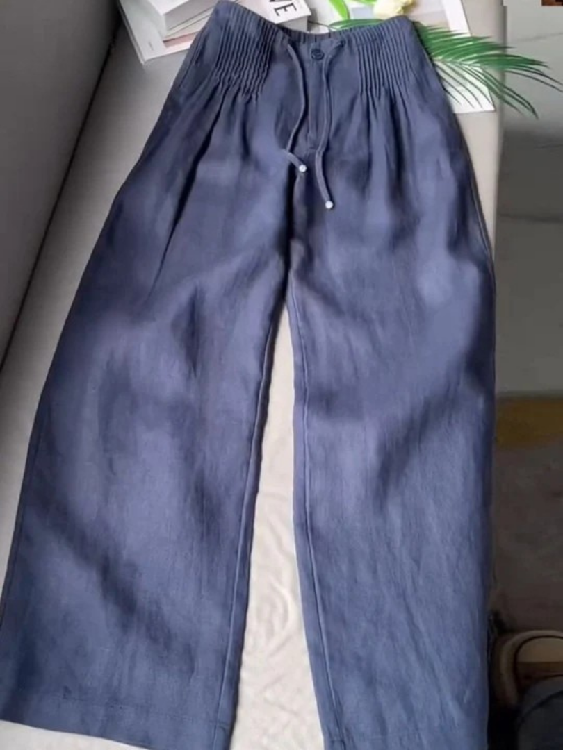 MASN | Wide-Leg Pants in Cotton and Linen Blend