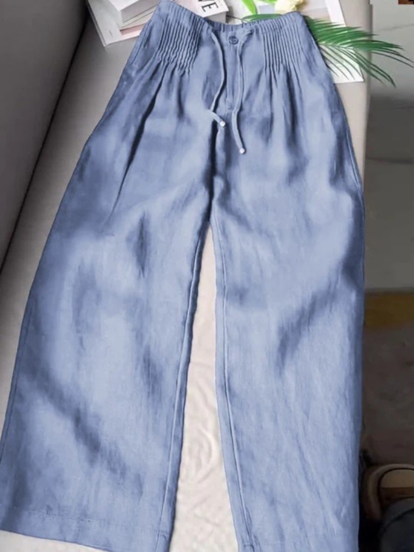 MASN | Wide-Leg Pants in Cotton and Linen Blend