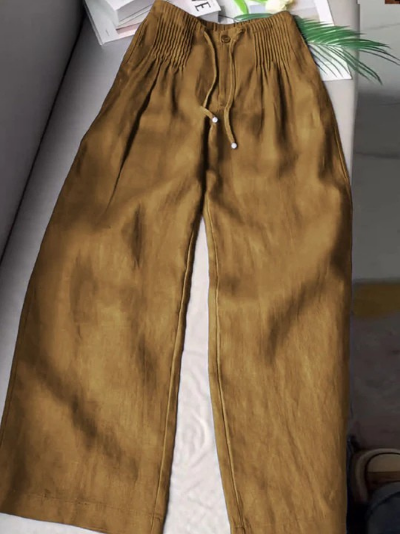 MASN | Wide-Leg Pants in Cotton and Linen Blend