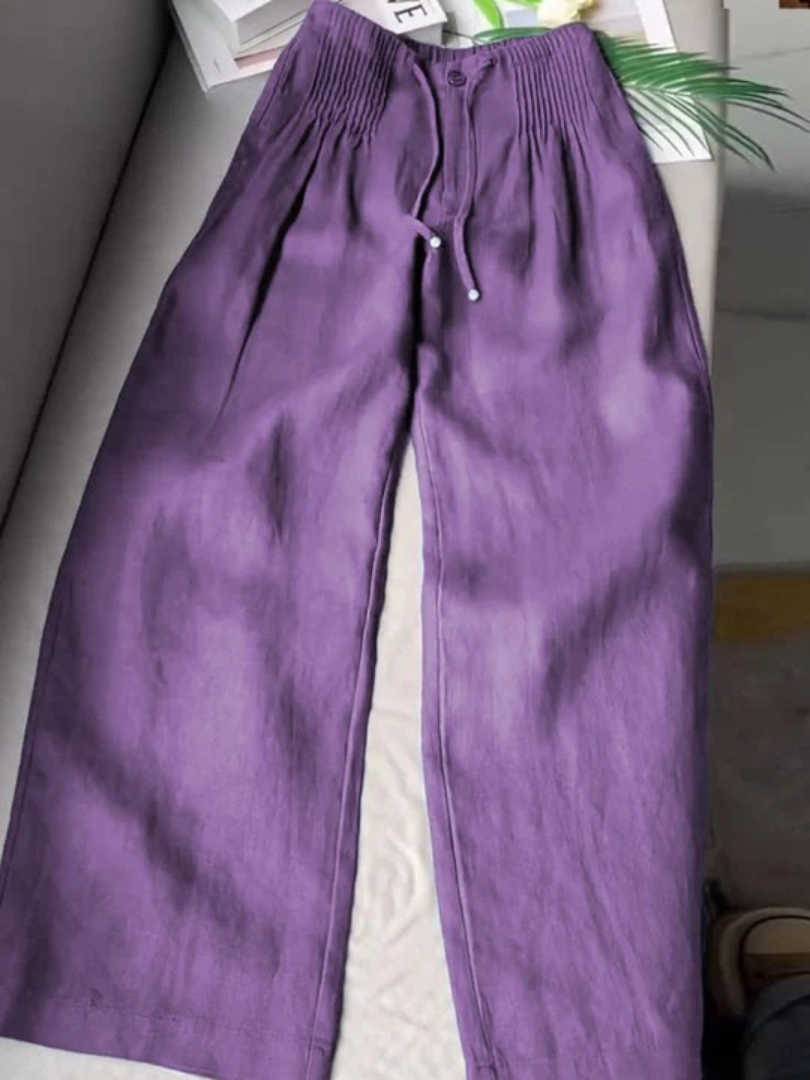 MASN | Wide-Leg Pants in Cotton and Linen Blend