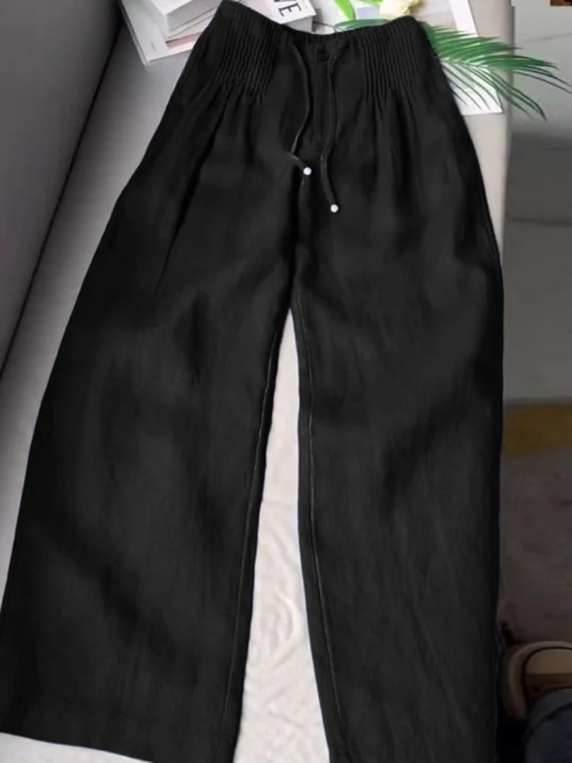 MASN | Wide-Leg Pants in Cotton and Linen Blend