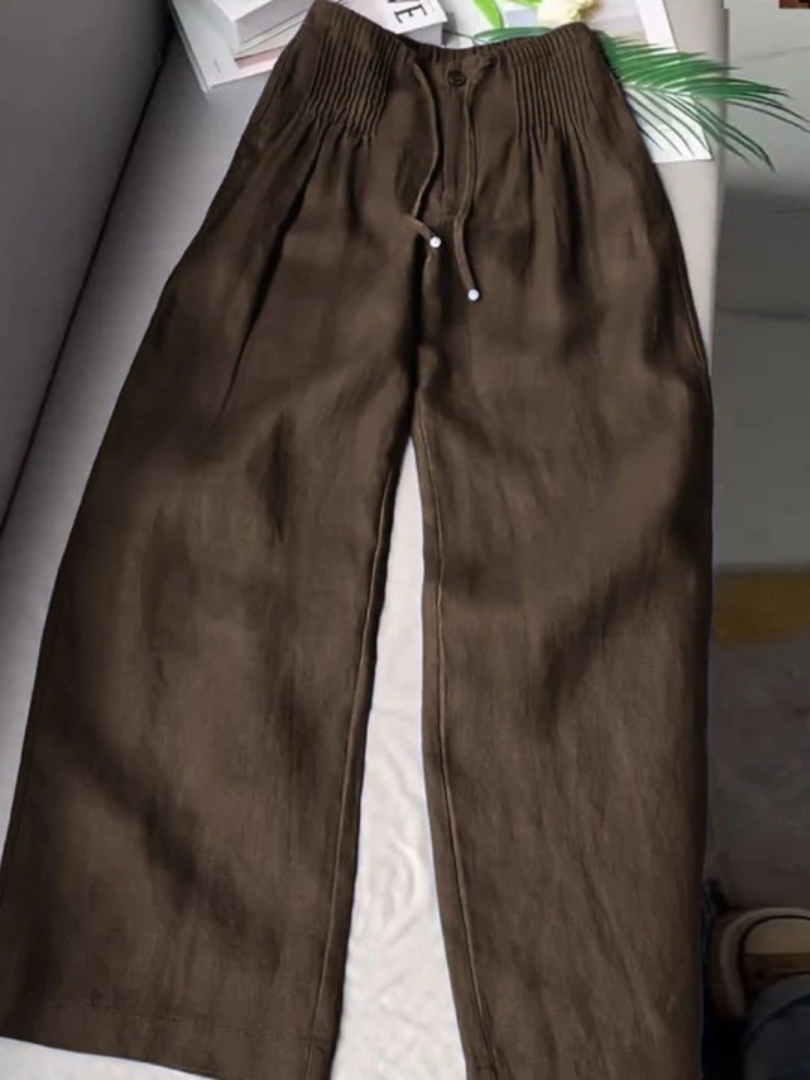 MASN | Wide-Leg Pants in Cotton and Linen Blend