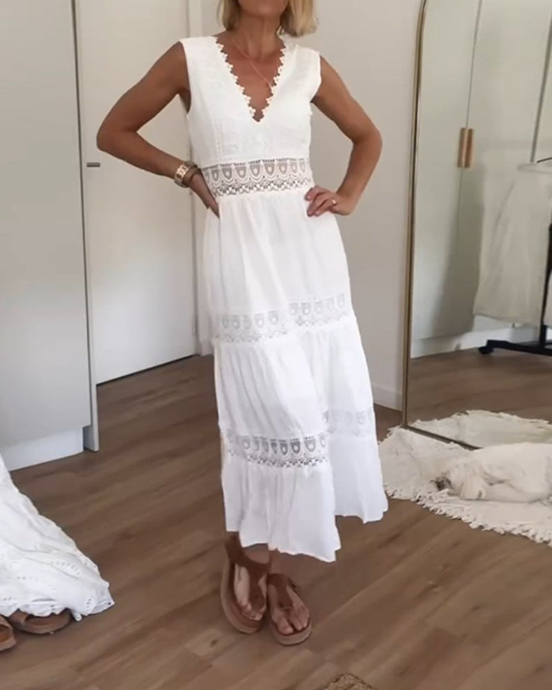 MASN | Elegant Lace Dress with V-Neck