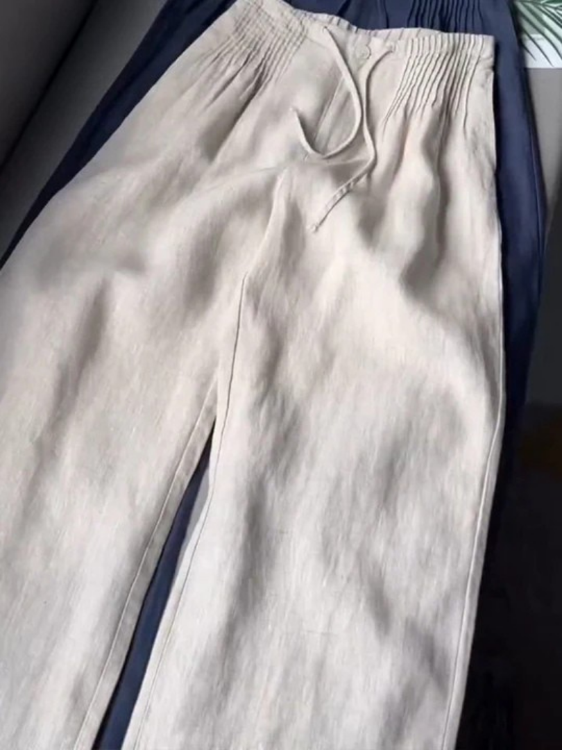 MASN | Wide-Leg Pants in Cotton and Linen Blend