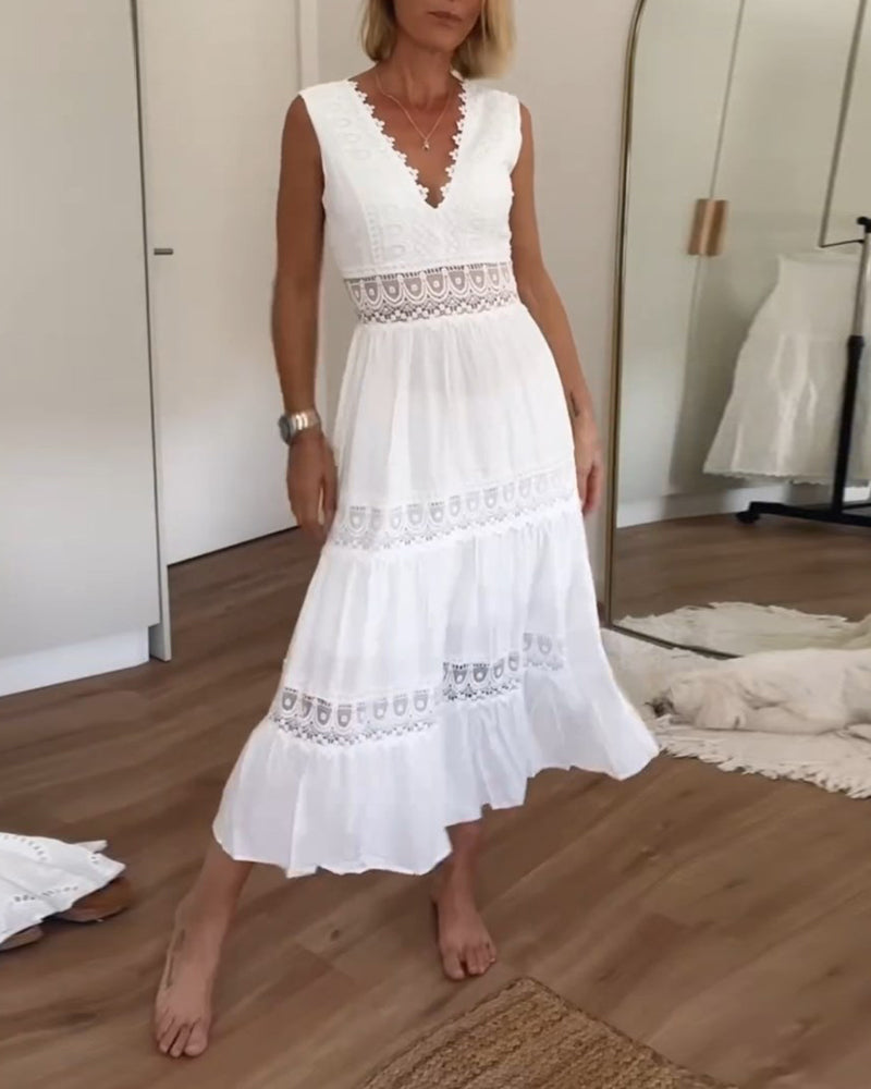 MASN | Elegant Lace Dress with V-Neck