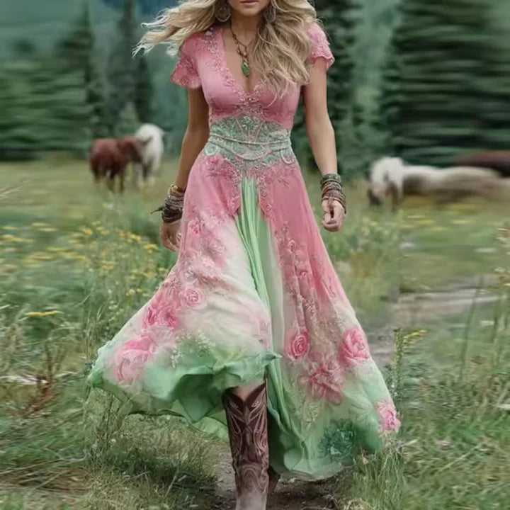 MASN | Tailored Flowing Floral Dress