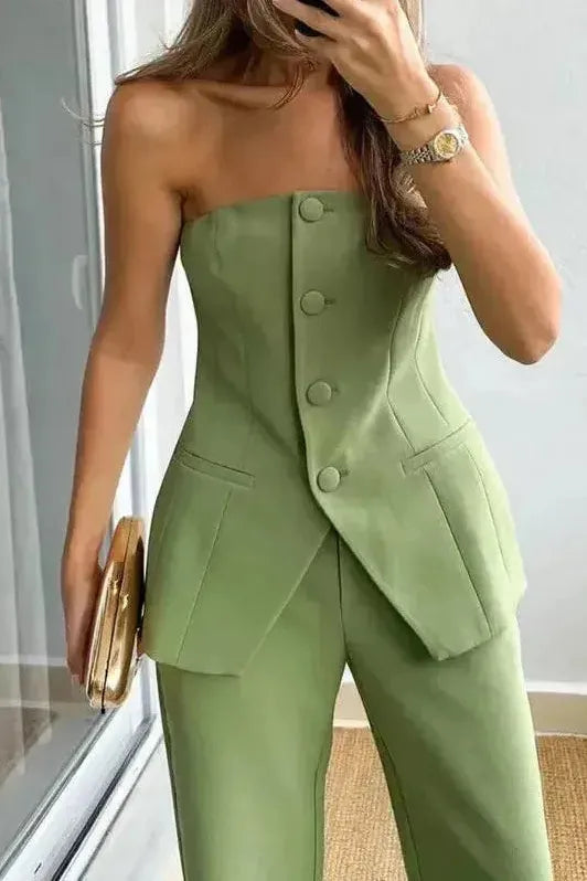 MASN | Strapless Suit Set