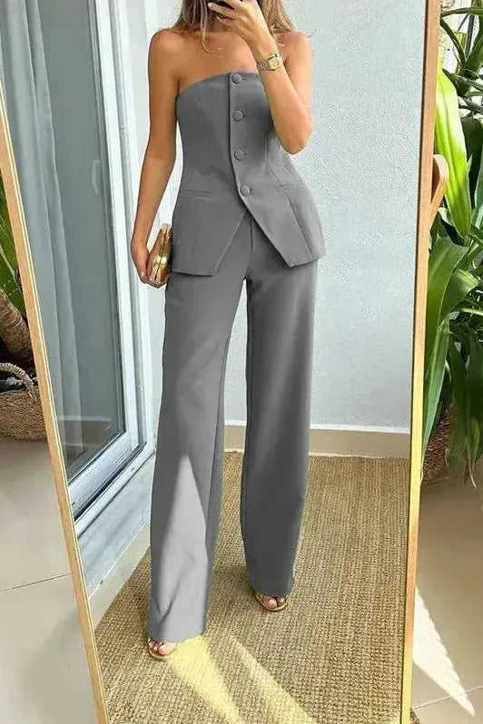 MASN | Strapless Suit Set